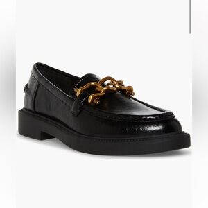 Steve Madden Black Loafer with Gold detail/buckle